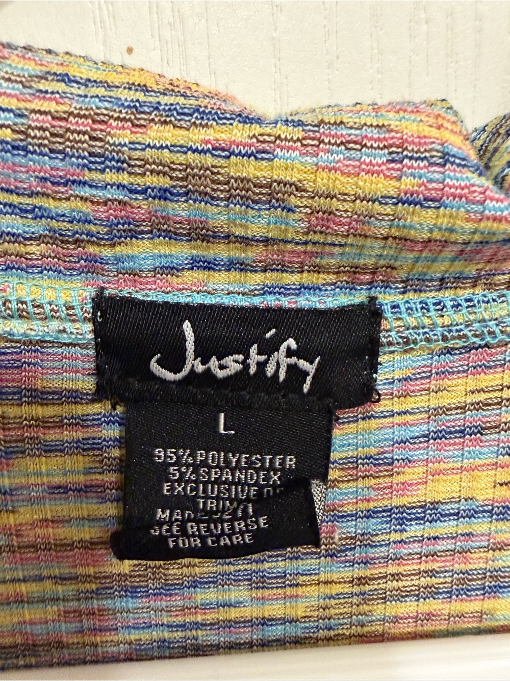 Justify Multicolor Ribbed Long-Sleeve Polo - Picture 3 of 3